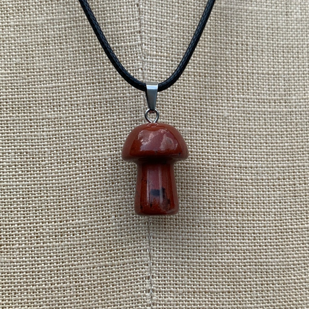 Handmade Stone/Glass Mushroom Amulet Necklace - Picture 9 of 11